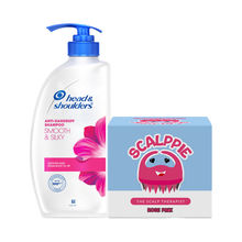 Head & Shoulders Smooth & Silky Anti Dandruff Shampoo + Scalppie Hair Scalp Massager & Shampoo Brush