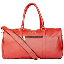 Man Arden "The Regal Red" PVC Leather Barrel Style Travel Single Tone Duffle Bag - Red