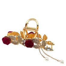Matra Luxe Claw Clip Flower Hair Clutcher Fancy & Floral Big Large Metal Clutches Hair Accessory