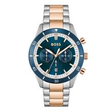 Boss Santiago Dual Time Blue Round Dial Mens Watch - 1513937(One Size)