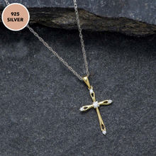 Pipa Bella by Nykaa Fashion Sterling Silver Cubic Zirconia Center Studded Cross Necklace