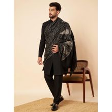 Zamour Men Embroidered Black Kashmiri Shawl