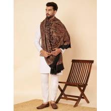 Zamour Men Woven Black Jamawar Shawl