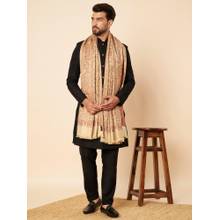 Zamour Men Woven Beige Jamawar Shawl