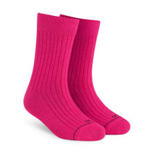 Dynamocks Men & Women Cotton Stripes Crew Length Pink Socks