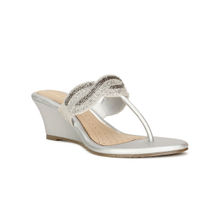 Marie Claire Women Slip-On Embellished Wedges- Silver