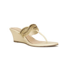 Marie Claire Women Slip-On Embellished Wedges- Gold