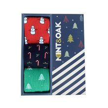 Mint & Oak Santa'S Goodie Box Crew Length Pack of 3 Socks for Men - Multi-Color (Free Size)
