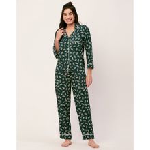 Moomaya Sleepwear Printed Night Suit for Women - Green (Set of 2)