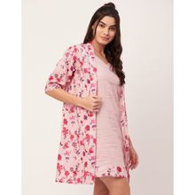 Moomaya Cotton Night Dress for Women - Pink (Set of 2)