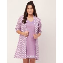 Moomaya Cotton Night Dress for Women - Purple (Set of 2)