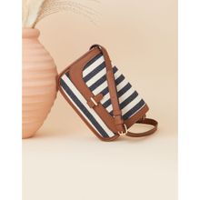 Accessorize London Womens Navy Stripe Sling Bag With Trim