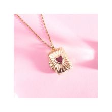 Salty Sunburst Red Heart Locket Necklace