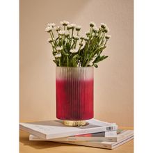 Twig & Twine Prismatic Ribbed Magenta Ombre Vase (M)