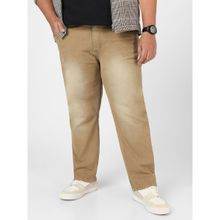 Urbano Plus Men's Khaki Regular Fit Washed Jeans Stretchable