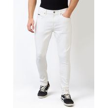 Spykar Men White Slim Fit Mid Rise Cotton Stretch Casual Jeans