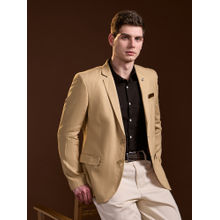 THE BEAR HOUSE Men Beige Solid Tailored Fit Single-Breasted Formal Blazer