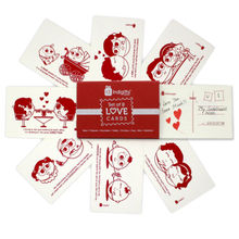 Indigifts Valentines Love Story Handmade Sheet Cute Message Postcard Set Of 8