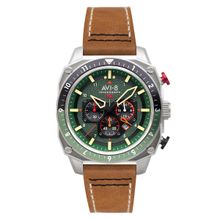 AVI-8 Atlas Dual Time Chronograph Green Round Dial Mens Watch - Av-4100-01