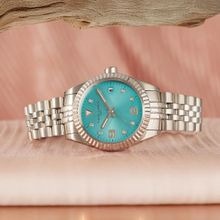 Pierre Cardin Opera Timbre Stainless Steel Tiffany Blue Watch for Women - Cf-1012-Ms-1