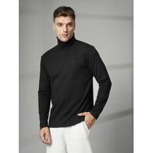 CHKOKKO Mens Black Cotton Turtle Neck Full Sleeves T-Shirt