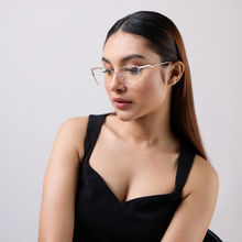 Twenty Dresses by Nykaa Fashion Gold And Grey Cat Eye Clear Glasses