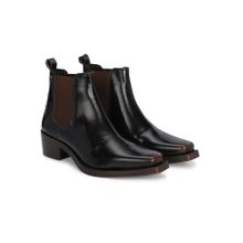 Delize Mens Brown Vegan Leather Cuban Heeled Chelsea Ankle Boots