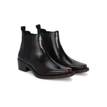 Delize Mens Cherry Vegan Leather Cuban Heeled Chelsea Ankle Boots