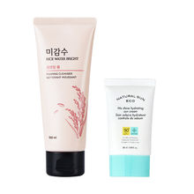 The Face Shop Rice Water Cleanser + Sunscreen, Hydrating, Brightening & UV Protection Combo