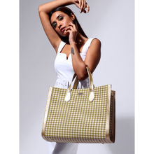 Modern Myth Yellow & White Houndstooth Cosmic Tote