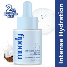 Moody 2% Hyaluronic Face Serum with Niacinamide, Peptides For Hydrated, Plumped Skin- 7D Hydro Burst