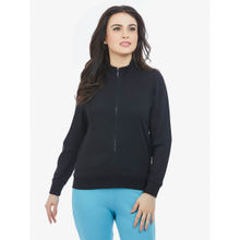 MAYSIXTY Women Cotton Spandex Black Solid Full Sleeve Sweat Shirt