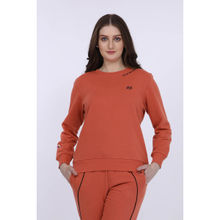 MAYSIXTY Women Fleece Red Printed Full Sleeve Sweat Shirt