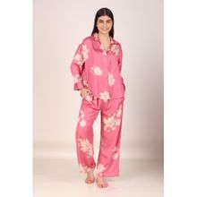 Masha Iris Pink Oversized Satin Nightsuit