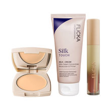 FLiCKA Combo The Base Story Foundation Caramel + Silk Touch Primer + R U Ready Liquid Lipstick