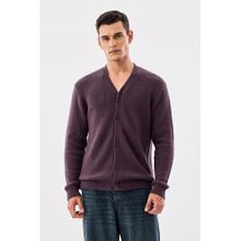 Snitch Purple Full Sleeves Relaxed Casual Core Lab Cardigan for Men