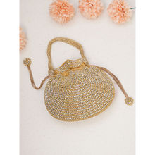 Fabbhue Women Gold Hand Embroidered Wristlet Potli Bag