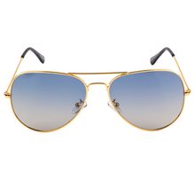 Equal Blue Color Sunglasses Aviator Shape Full Rim Gold Frame