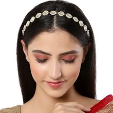 Karatcart Gold Plated Pearl Beaded Kundan Hairband for Women