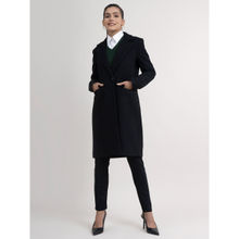 FableStreet Wool Blend Long Overcoat - Black