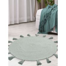 Sashaa World Cotton Braided Rug with Tassels (Reversible) Blue