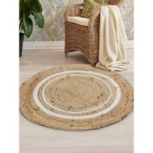 Sashaa World Braided Round Jute Rug- White Circle
