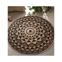 Sashaa World Black Symmetric Design Jute Rug