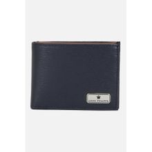 Louis Philippe Men Navy Blue Textured Leather Wallet