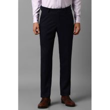 Louis Philippe Men Navy Blue Slim Fit Solid Flat Front Formal Trouser