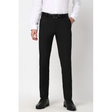 Peter England Men Black Solid Slim Fit Trouser