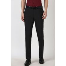 Peter England Men Black Textured Slim Fit Trouser
