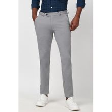 Peter England Men Grey Textured Super Slim Fit Trouser