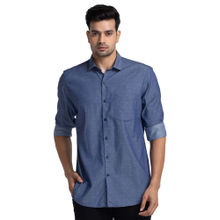 Raymond Contemporary Fit Self Design Blue Shirt