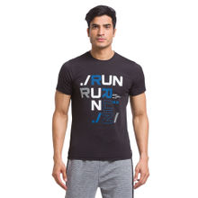 Parx Regular Fit Printed Black T-shirt